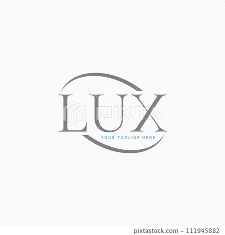 Logo design graphic concept creative premium vector stock letter initial Lux serif font with ellipse swoosh. Related to monogram art beauty care brand Logo design graphic concept creative premium vector stock letter initial Lux serif font with ellipse swoosh. Related to monogram art beauty care brand 111945882