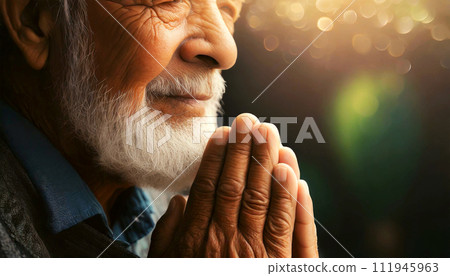 Wrinkled Hands Clasped in Prayer of an Elderly... - Stock Illustration ...