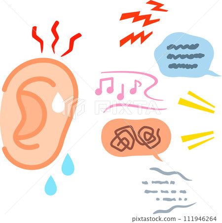 Image of an ear suffering from noise Image of an ear suffering from noise 111946264