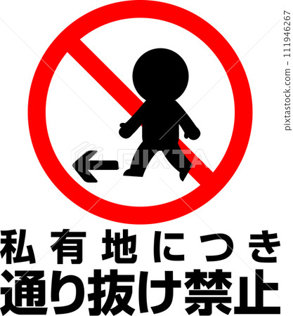 No trespassing allowed on private property and prohibition marks No trespassing allowed on private property and prohibition marks 111946267