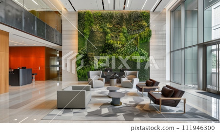 AI-generated content. interior of modern entrance hall in modern office building 111946300