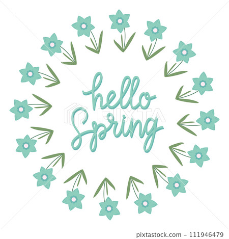 Hand drawn lettering Hello spring card with... - Stock Illustration ...