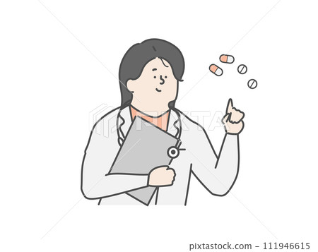 Female doctor pharmacist explaining medicine 111946615