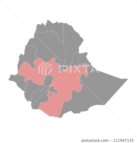 Oromia map, administrative division of Ethiopia. Vector illustration. 111947135