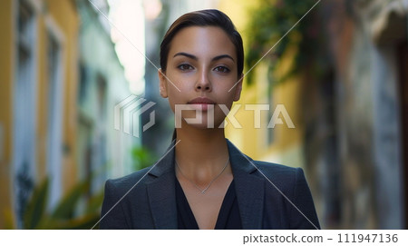 young business woman taking a walk 111947136