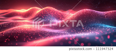 Big data waves with connecting lines and dots. Big data concept. 111947324