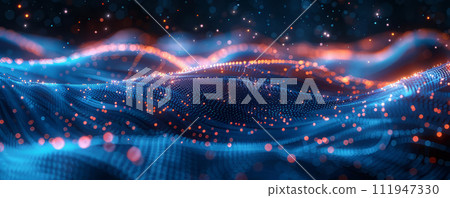 Big data waves with connecting lines and dots. Big data concept. 111947330