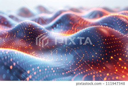 Futuristic big data waves with lines and connected dots. Information technology concept. 111947348