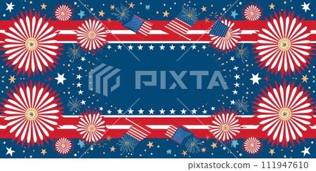 Happy Independence on Patriotic Banner 111947610