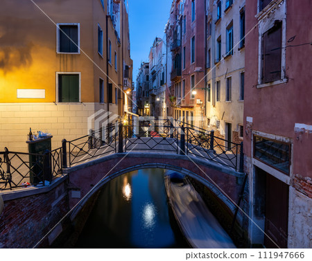 Bridge and canal at night 111947666