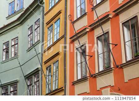 residential building exterior, colorful house facade of aparmtent buildings 111947854