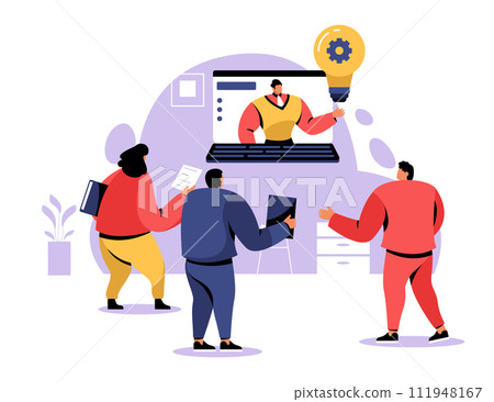 Teams working on project. Creative idea for business 111948167