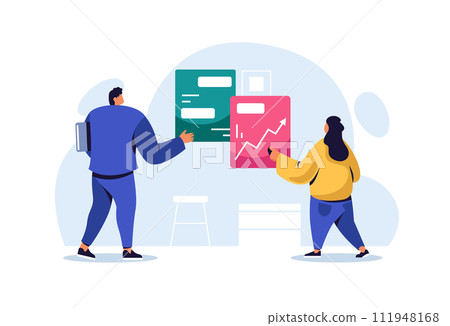 Teams working on project, office corporate company 111948168