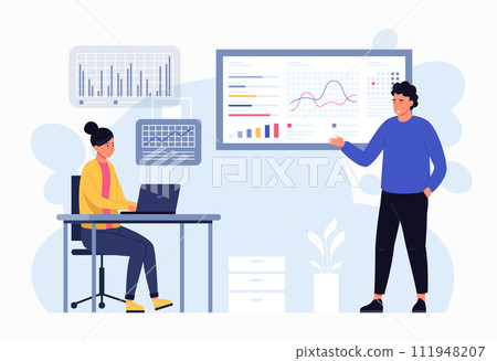 Market forecast, business team make strategy graph Market forecast, business team make strategy graph 111948207