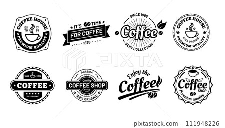 Coffee badges. Cafe logo stamp sticker. Vector of coffee Coffee badges. Cafe logo stamp sticker. Vector of coffee 111948226