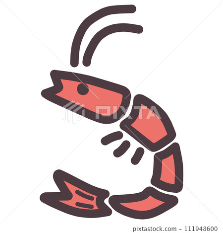 簡單變形的可愛蝦的插圖 111948600