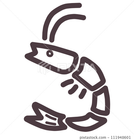 Illustration of a simply deformed cute shrimp Illustration of a simply deformed cute shrimp 111948601