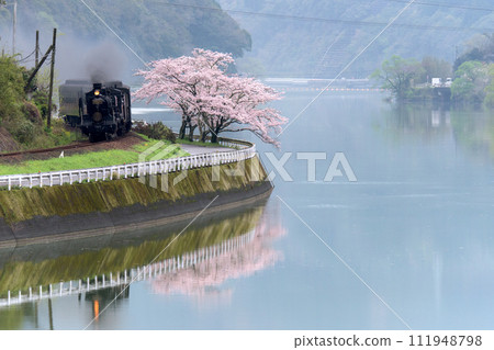 SL Hitoyoshi running along the Kuma River 111948798