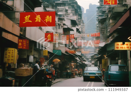 Hong kong kowloon 1990 nostagia cinematic street view 111949387