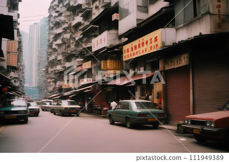 Hong kong kowloon 1990 nostagia cinematic street view 111949389