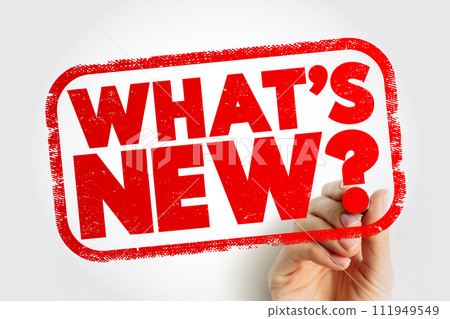What's New question text stamp, concept background 111949549