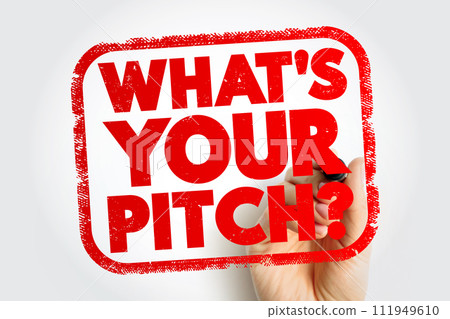 What's Your Pitch? text stamp, concept background 111949610