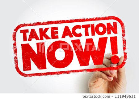 Take Action Now text stamp, concept background 111949631