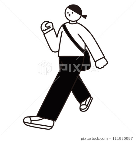 一位時尚女性的線條畫向量圖 111950097