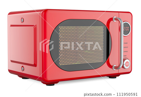 Modern microwave oven with retro design. 3D rendering 111950591