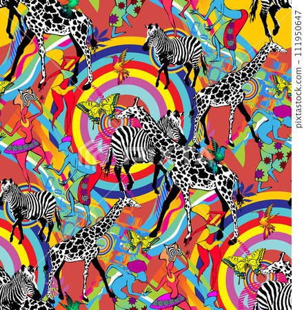 Colorful seamless pattern with application dancing african people for your design Colorful seamless pattern with application dancing african people for your design 111950647