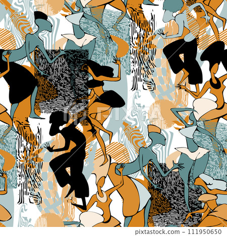 Colorful seamless pattern with application dancing african people for your design Colorful seamless pattern with application dancing african people for your design 111950650
