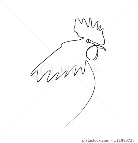Solid line drawing. line drawing of a rooster's head. Vector minimalistic 111950725