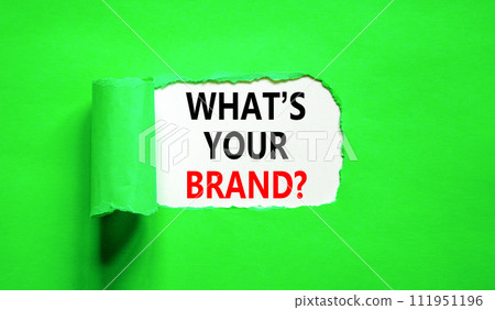 Branding and what is your brand symbol. Concept words What is your brand on beautiful white paper. Beautiful green paper background. Business branding what is your brand concept. Copy space. 111951196