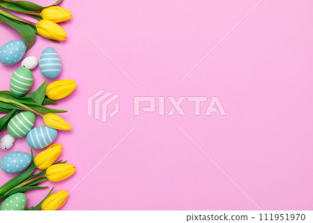 Easter eggs concept gift card background 111951970