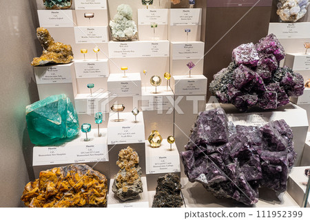 Gems and minerals minerals display in Smithsonian National Museum of Natural History 111952399