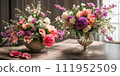 Delicate elegance of blooming flowers and vibrant floral arrangements 111952509