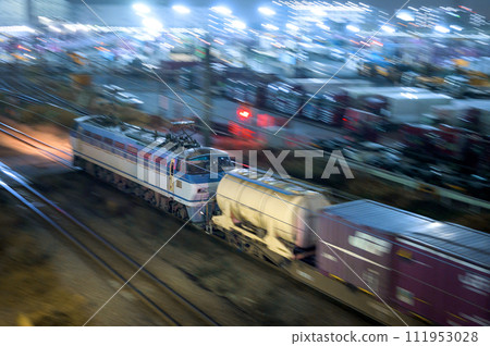 Freight train departing from Tokyo Freight Terminal Station Freight train departing from Tokyo Freight Terminal Station 111953028
