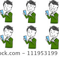 Pose set of a man with a smartphone 111953199