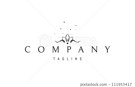 A vector logo with an abstract image of three leaves with a wavy stem. 111953417