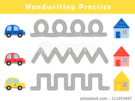 Trace writing practice material for young children Trace writing practice material for young children 111953947