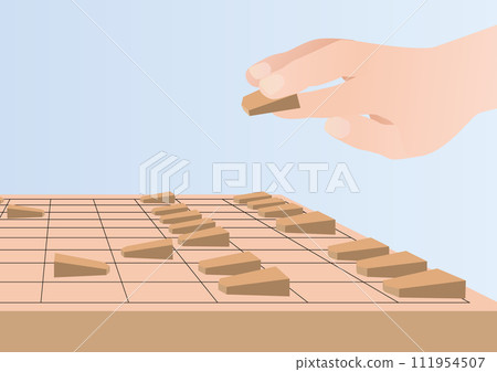 將棋板和手擊棋子的向量圖解 111954507