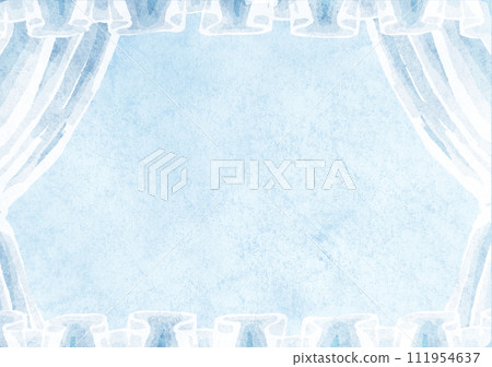 水彩風格窗簾框架插圖 111954637