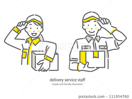 微笑的交通工作人員-簡單時尚的線條畫插圖 111954760