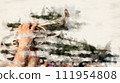 Artificial painting of trumpet playing by hands in sportday at a local school 111954808