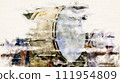 Artificial painting of marching drum playing by hands in sportday at a local school 111954809