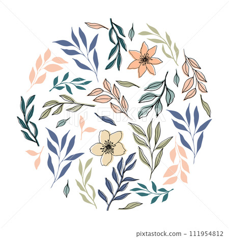 vector branch and leaves in trendy color palette and monochrome. Elegant branches for decoration. hand drawn botanical illustration for backgrounds. Template for wedding cards, polygraph, logo, tattoo vector branch and leaves in trendy color palette and monochrome. Elegant branches for decoration. hand drawn botanical illustration for backgrounds. Template for wedding cards, polygraph, logo, tattoo 111954812
