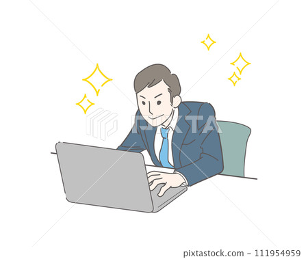 Businessman heading to computer with Rakira 111954959