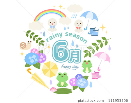 雨季_圓形排列圖標 雨季_圓形排列圖標 111955306