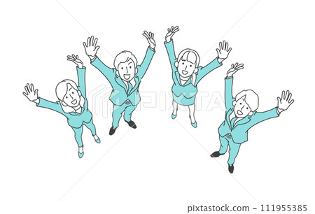 Illustration of male and female businessmen cheering 111955385