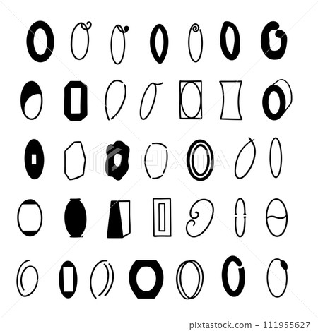 Set of letters O in different styles. Hand drawn lettering. Isolated on white background. 111955627